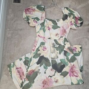 Express Floral Maxi Dress with Puff Sleeves